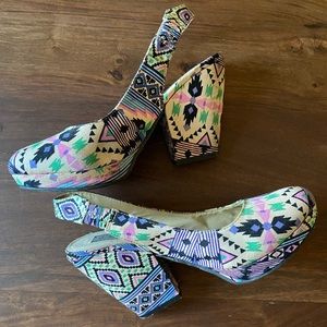 Aztec Slingback Block Heels size 7